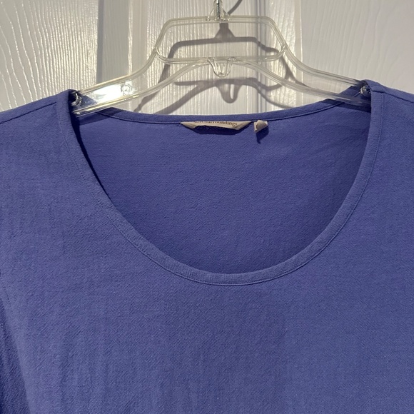 Soft Surroundings Gauze Artisan Woven Asymmetrical Tunic Top in Periwinkle- M - Picture 3 of 6